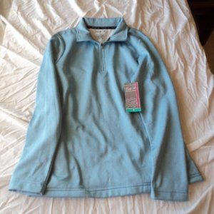 NWT Emily B Activewear Women's Medium Blue Pull On Jacket Half Zipper Fleece